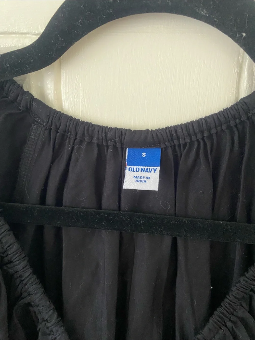 Old Navy Black Smocked Peplum V-Neck Blouse